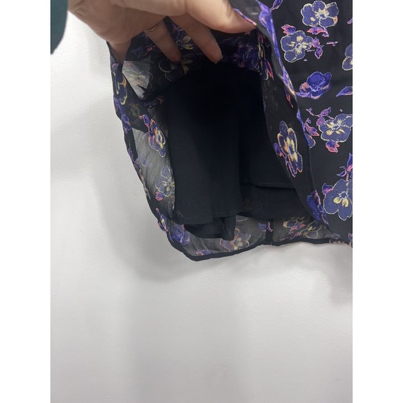 Ganni Floral Georgette Long Sleeve Shift Mini Dress Multicolor Size 36 - Picture 6 of 14